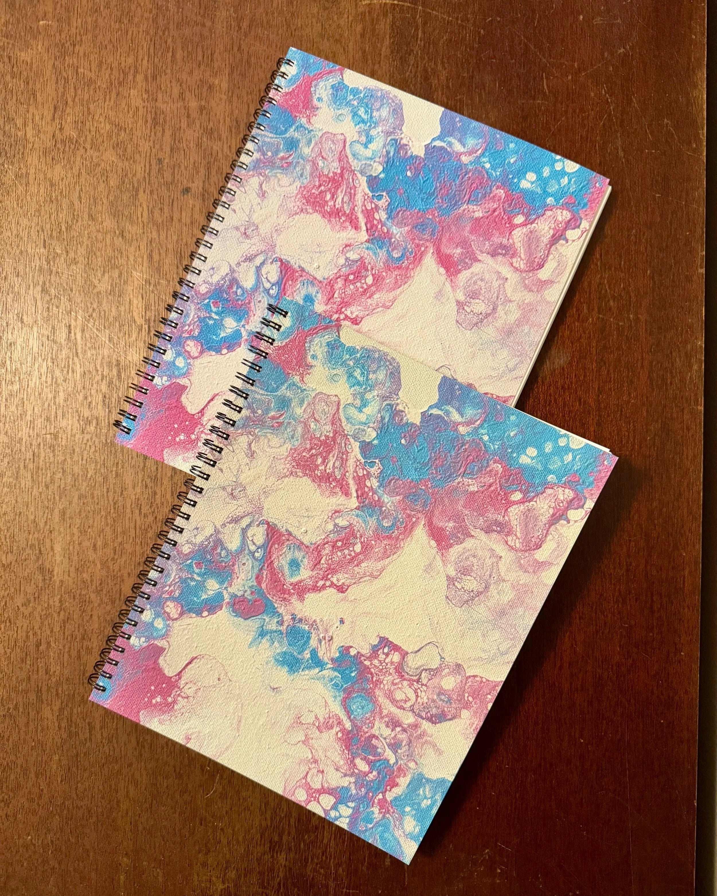 Blue and Pink Soft Touch Cover Spiral Journal -  8"x10"  - Trans Pride
