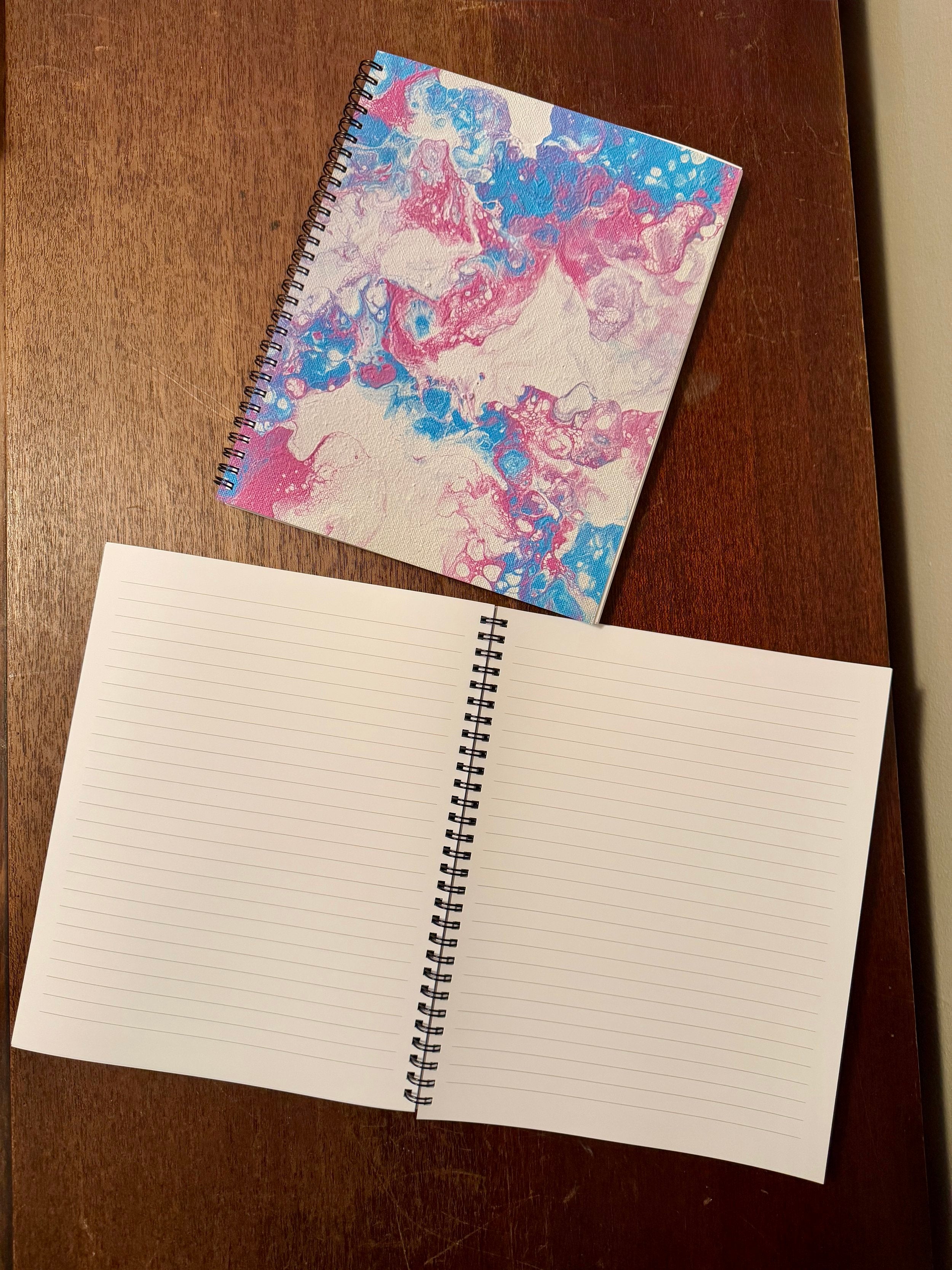 Blue and Pink Soft Touch Cover Spiral Journal -  8"x10"  - Trans Pride