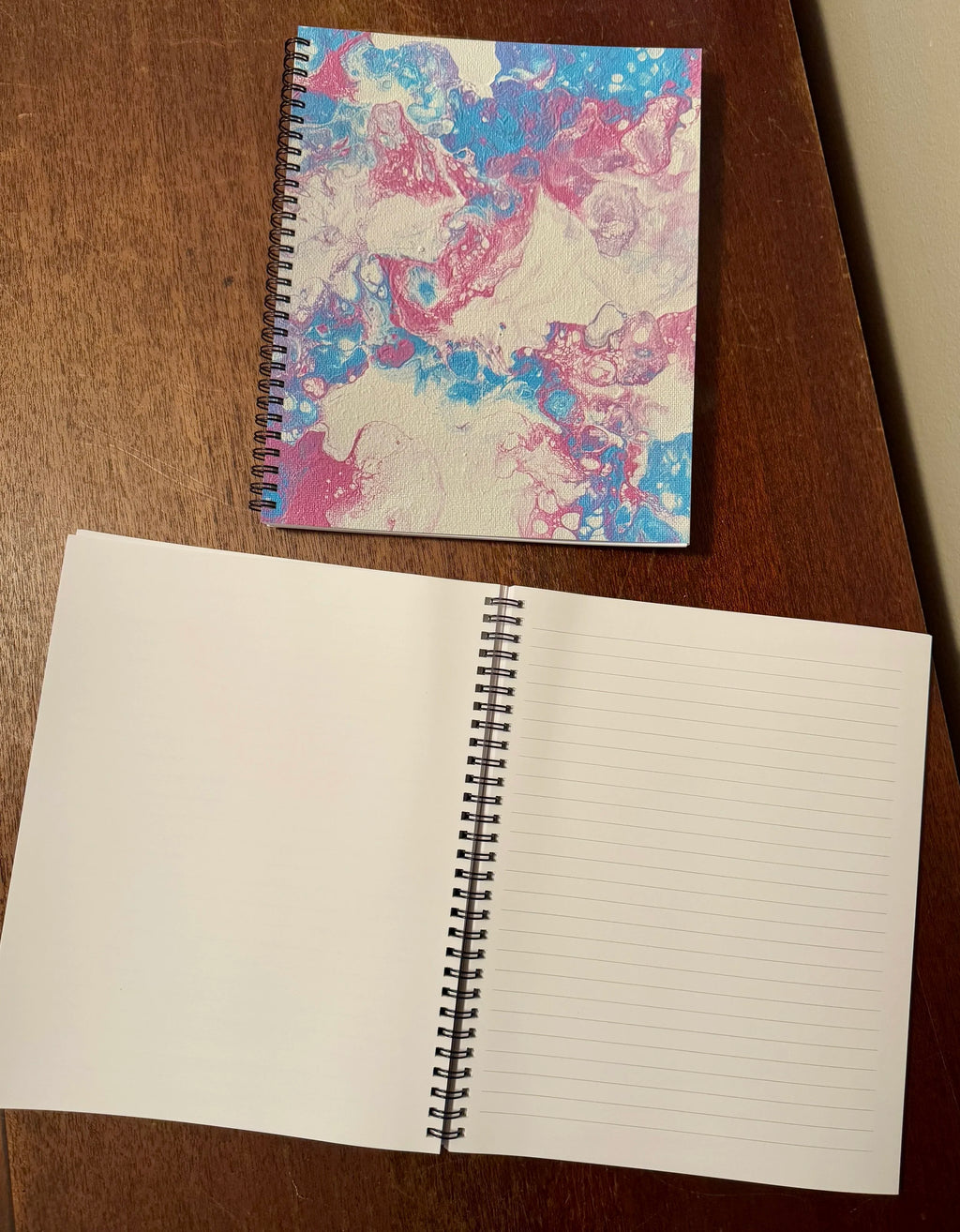 Blue and Pink Soft Touch Cover Spiral Journal -  8"x10"  - Trans Pride