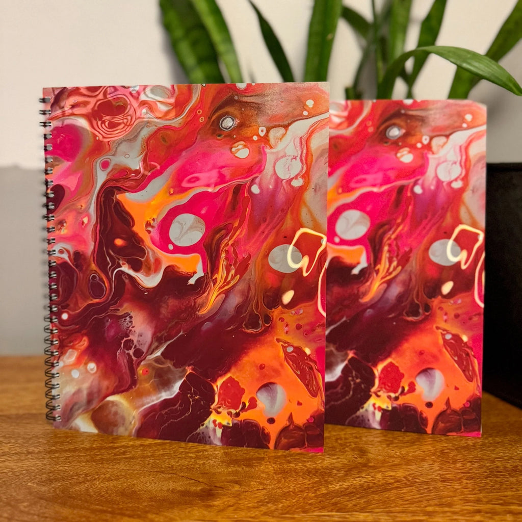 Orange and Pink Soft Touch Cover Spiral Journal -  8"x10"
