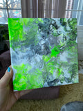 Agender/Aromantic Pride Pour Painting - "You are Loved #13" 8"x8"