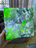 Agender/Aromantic Pride Pour Painting - "You are Loved #13" 8"x8"