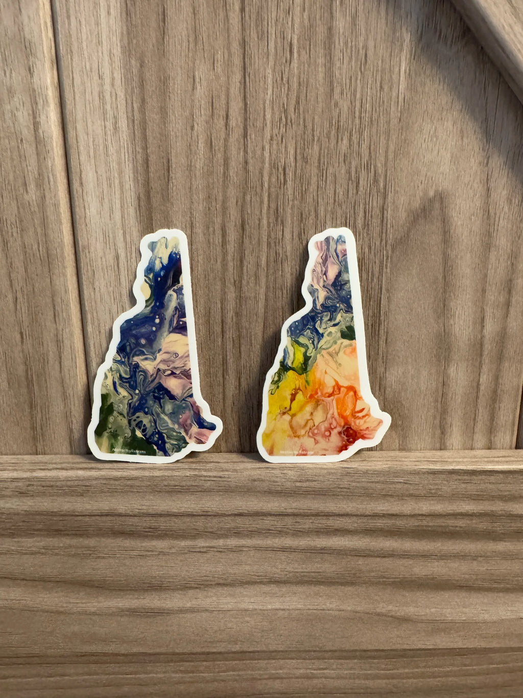 New Hampshire State Sticker - Rainbow - Cool Colors 3"x1.8"