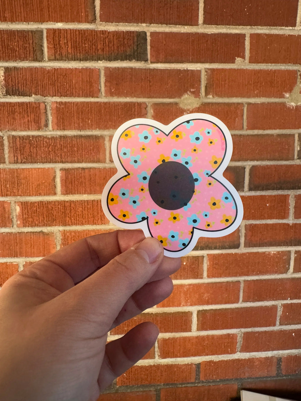 Hand Drawn Pink Flower Sticker - Flowers within Flowers - 3" - Subtle Queer Pride