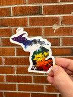 Michigan State Shape Sticker - 3" Rainbow - Trans Pride - Vinyl - Matte - LGBTQ