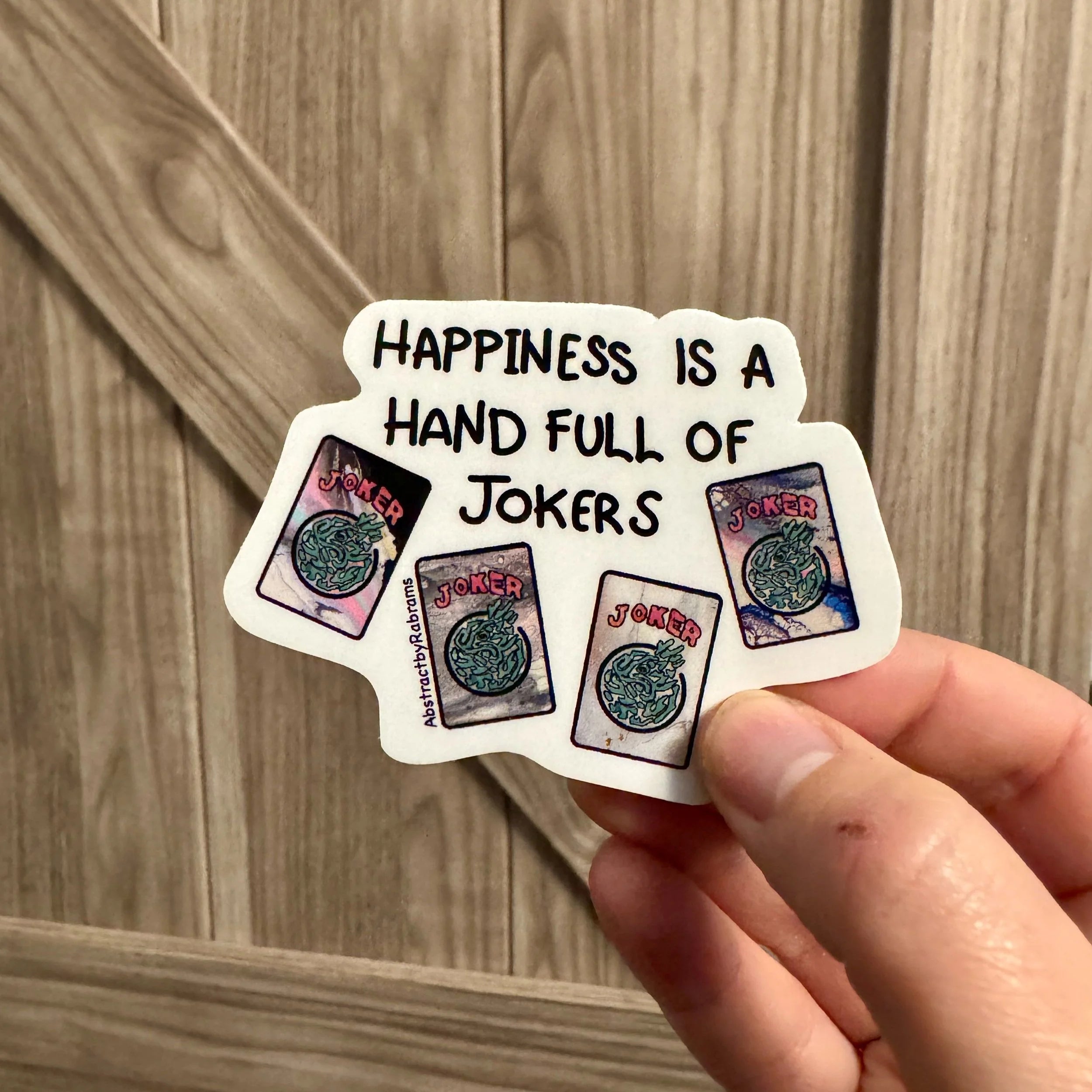 Happiness is a Hand Full of Jokers Mahjong Vinyl Sticker