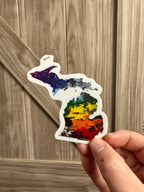 Michigan State Shape Sticker - 3" Rainbow - Trans Pride - Vinyl - Matte - LGBTQ