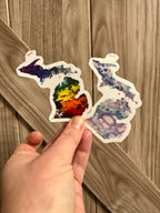 Michigan State Shape Sticker - 3" Rainbow - Trans Pride - Vinyl - Matte - LGBTQ