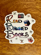Rainbow Read Banned Books Vinyl Matte Sticker - 3" Hand Drawn Hand Lettered