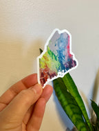 Maine State Shape Sticker - 3" Rainbow - Purple - Vinyl - Trans Pride - LGBTQ