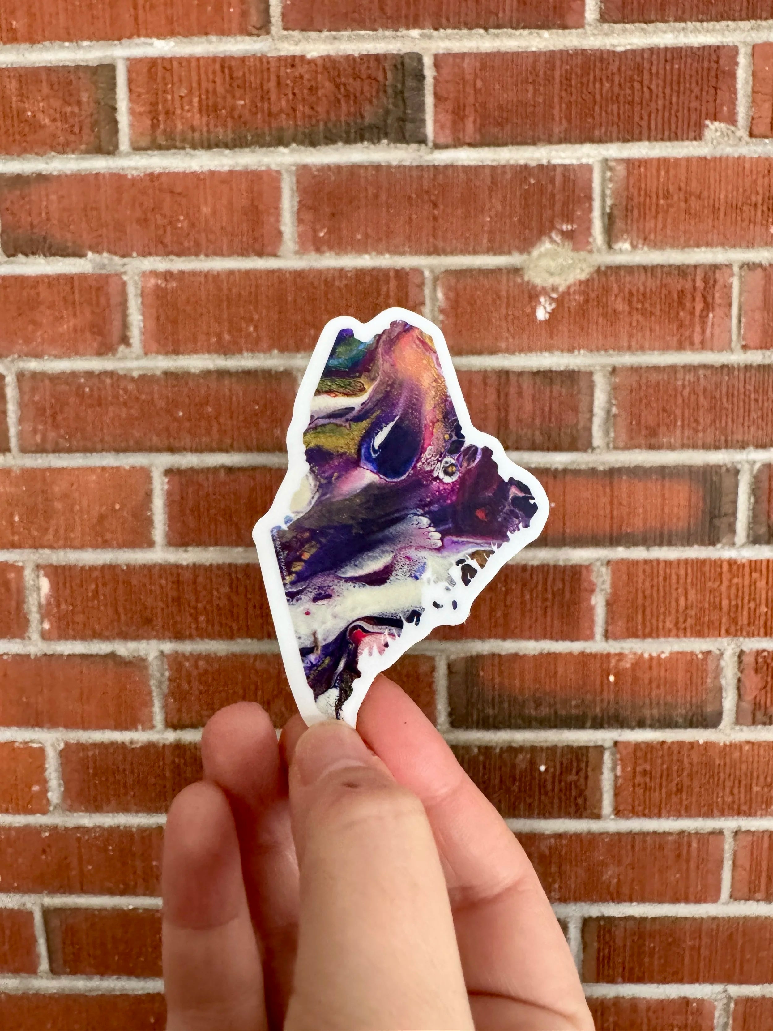 Maine State Shape Sticker - 3" Rainbow - Purple - Vinyl - Trans Pride - LGBTQ