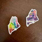 Maine State Shape Sticker - 3" Rainbow - Purple - Vinyl - Trans Pride - LGBTQ