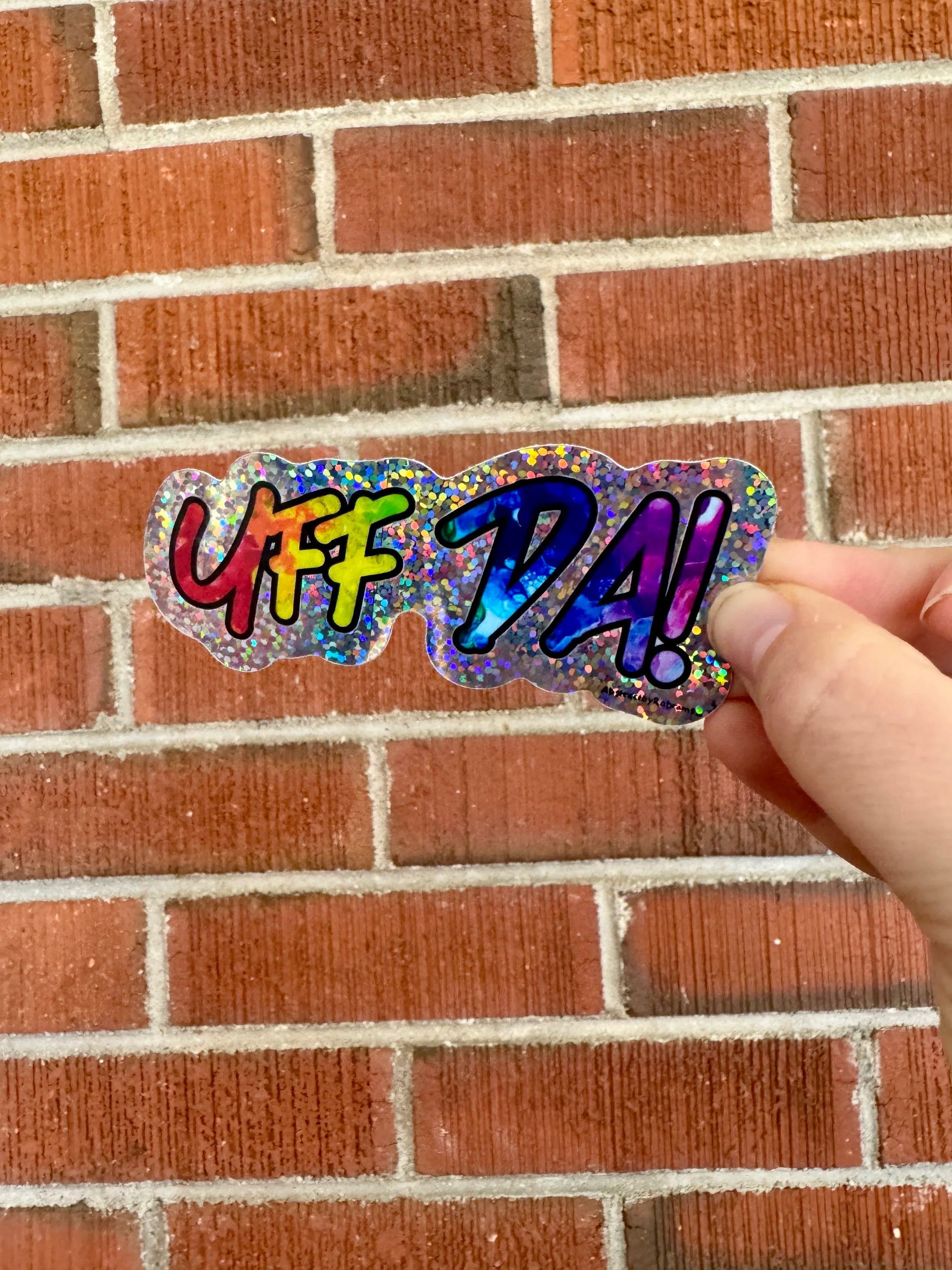 Rainbow Glittery Uff Da Glossy Sticker - Minnesota - LGBTQ