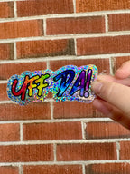 Rainbow Glittery Uff Da Glossy Sticker - Minnesota - LGBTQ