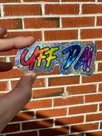 Rainbow Glittery Uff Da Glossy Sticker - Minnesota - LGBTQ