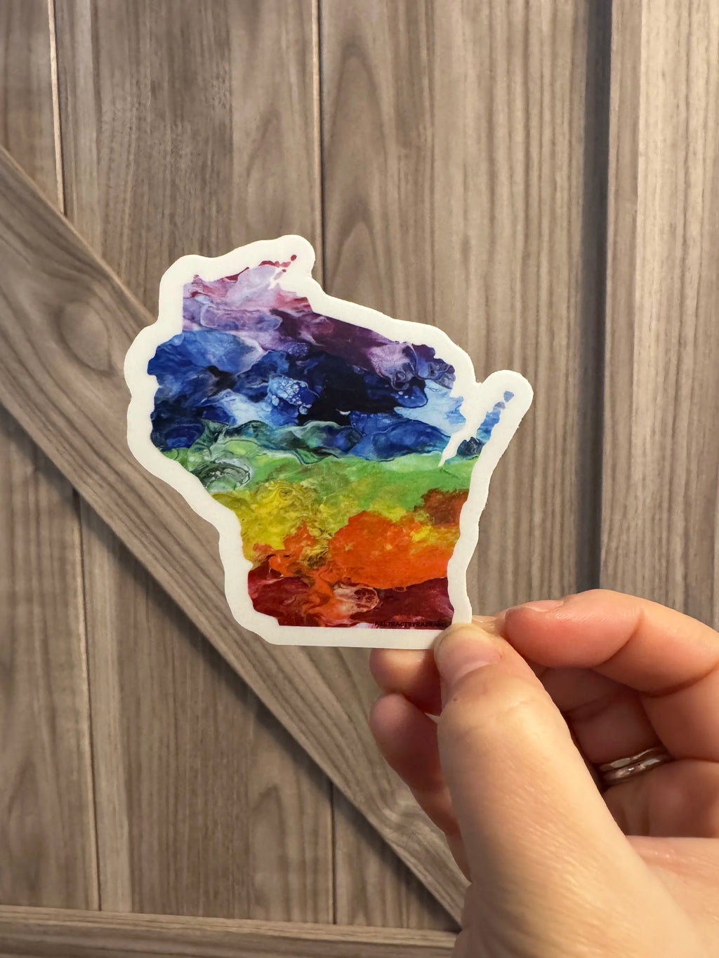 Wisconsin State Shape Sticker - Rainbow and Trans Pride 3"