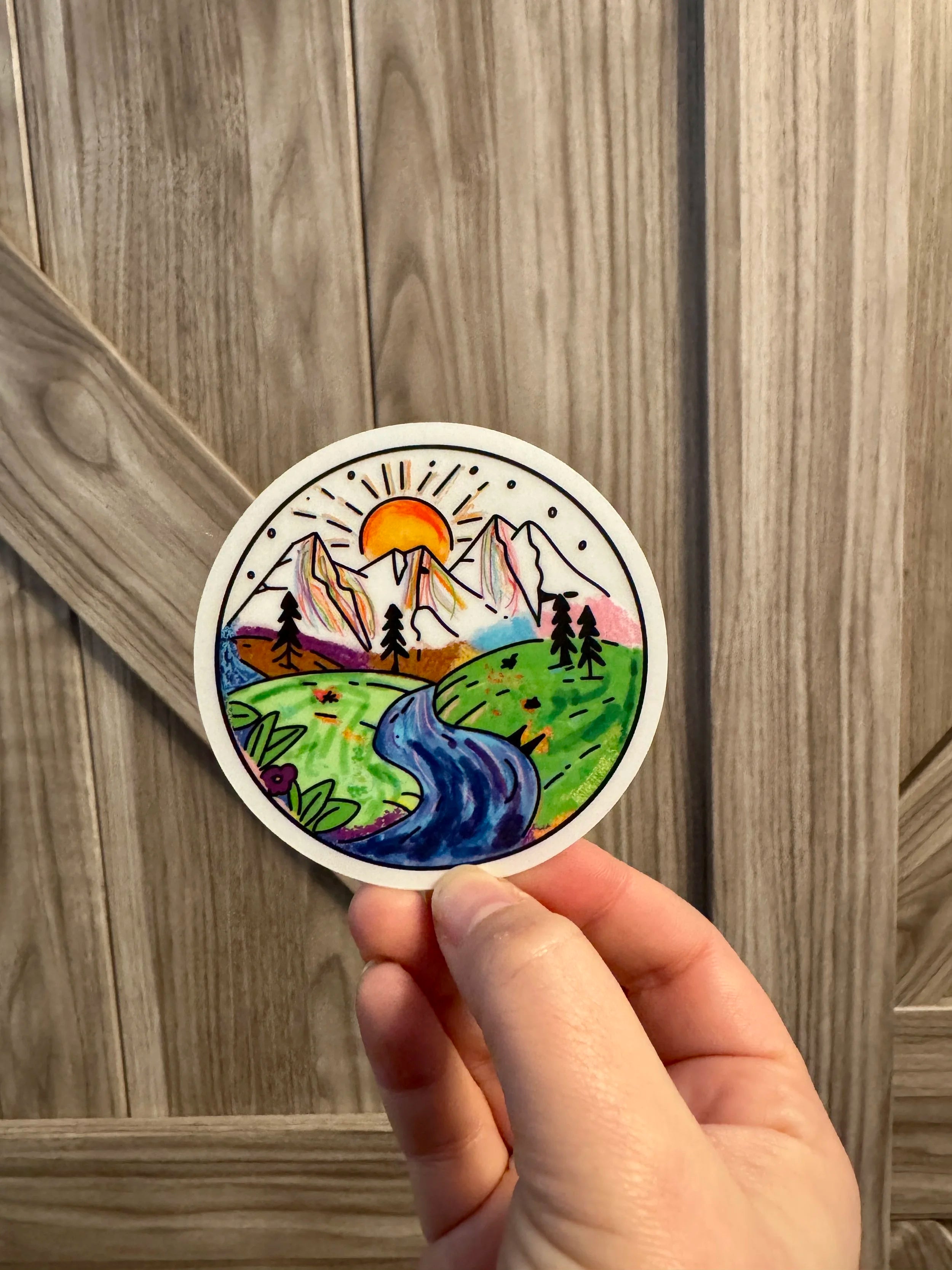 Rainbow Mountain Scene Sticker - Frosted Laminant - Subtle Pride