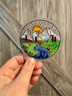 Rainbow Mountain Scene Sticker - Frosted Laminant - Subtle Pride