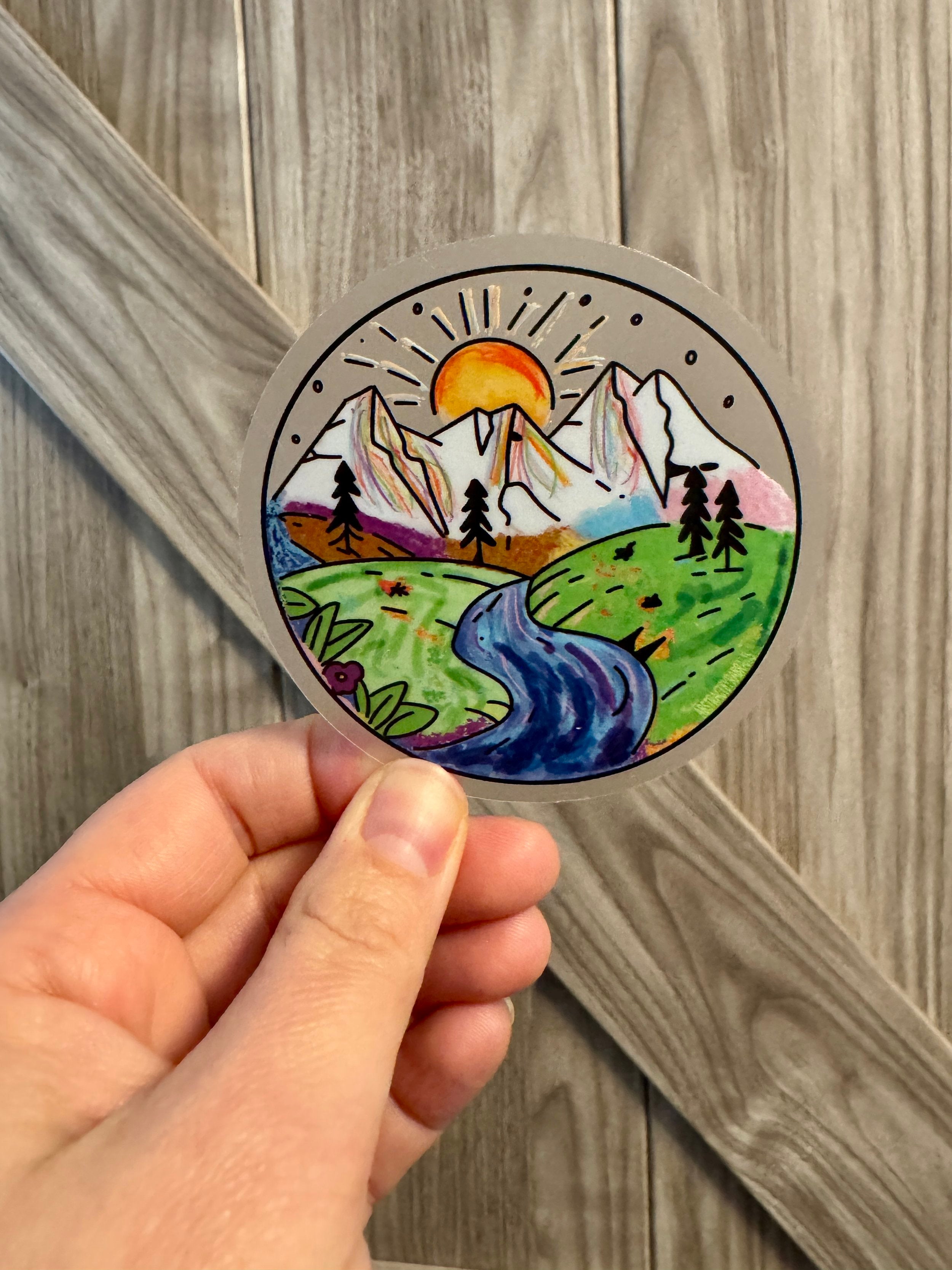 Rainbow Mountain Scene Sticker - Frosted Laminant - Subtle Pride
