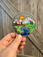 Rainbow Mountain Scene Sticker - Frosted Laminant - Subtle Pride