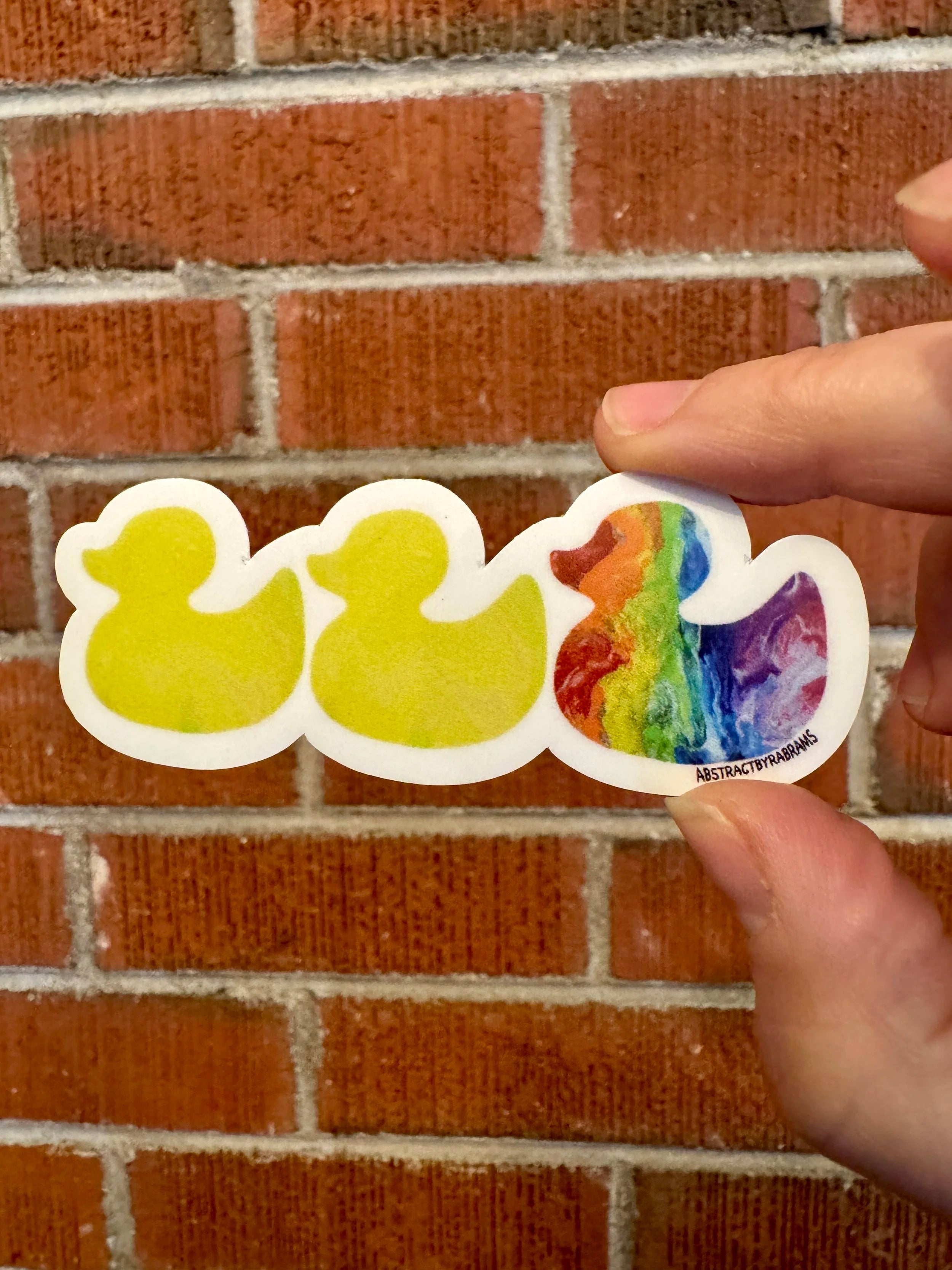 Duck Duck Rainbow Duck Sticker - Duck Duck Gray Duck - Duck Duck Pride Duck - 3.5"x1.5"