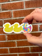 Duck Duck Pansexual Duck Sticker - Duck Duck Gray Duck - Duck Duck Pride Duck - Pansexual Pride - 3.5"x1.5"