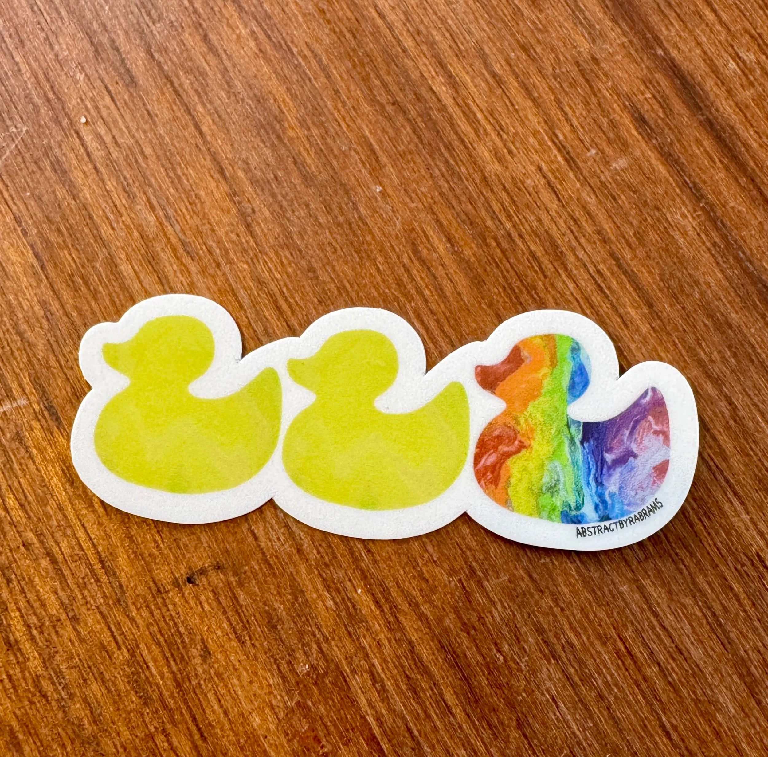 Duck Duck Rainbow Duck Sticker - Duck Duck Gray Duck - Duck Duck Pride Duck - 3.5"x1.5"