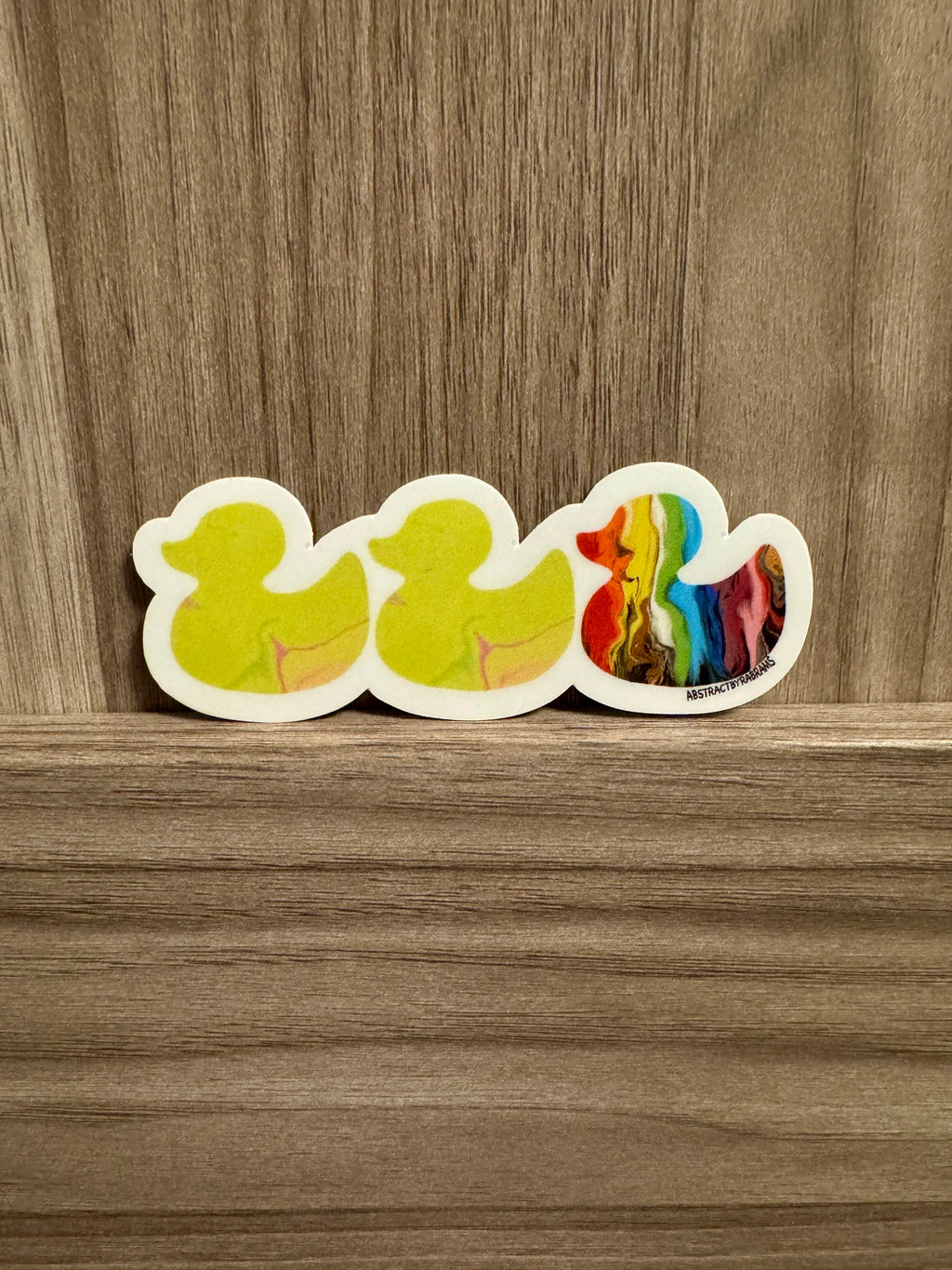 Duck Duck Rainbow Duck Sticker - Duck Duck Gray Duck - Duck Duck Progress Pride Duck - 3.5"x1.5"