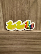 Duck Duck Rainbow Duck Sticker - Duck Duck Gray Duck - Duck Duck Progress Pride Duck - 3.5"x1.5"