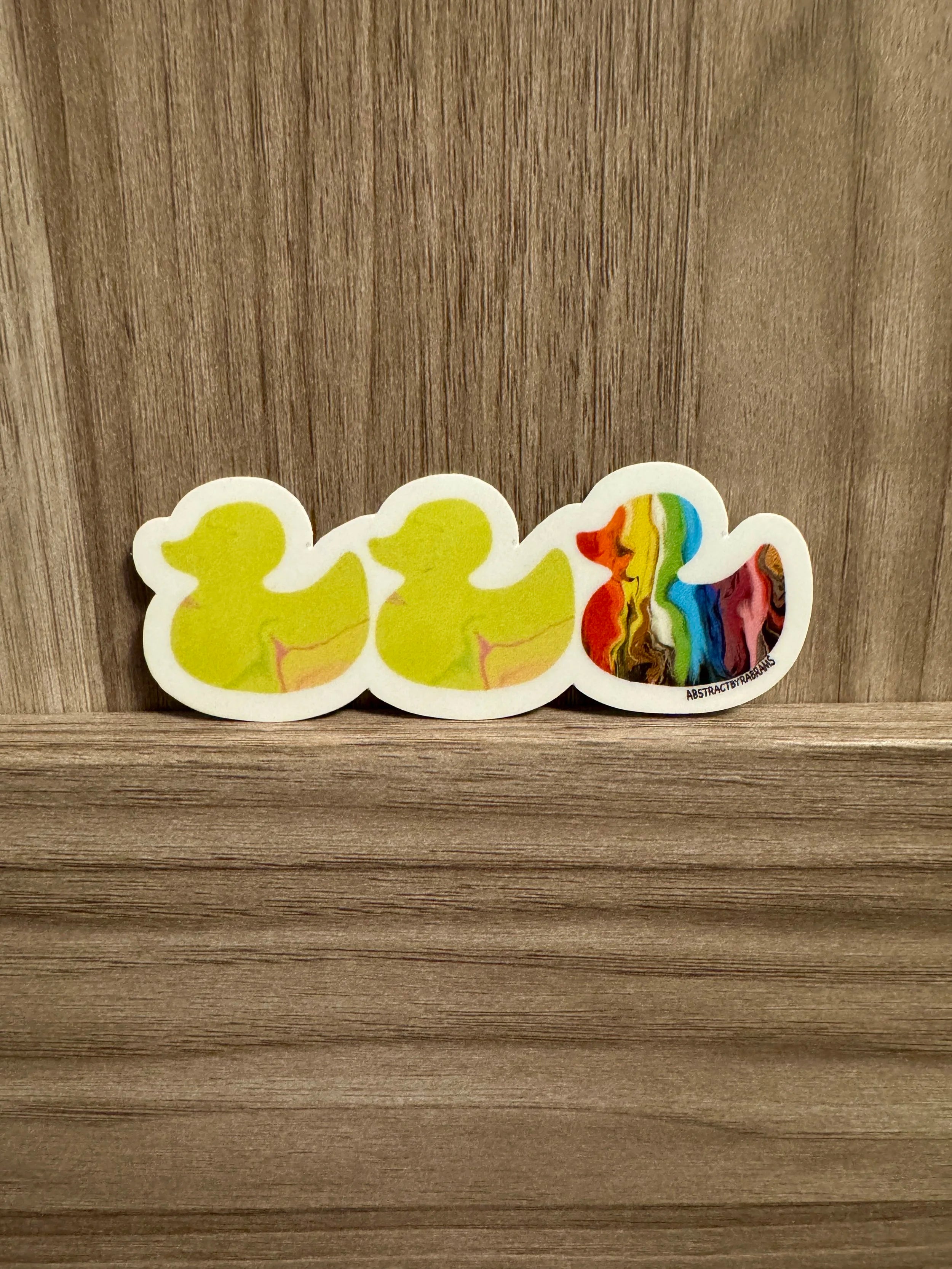 Duck Duck Rainbow Duck Sticker - Duck Duck Gray Duck - Duck Duck Progress Pride Duck - 3.5"x1.5"