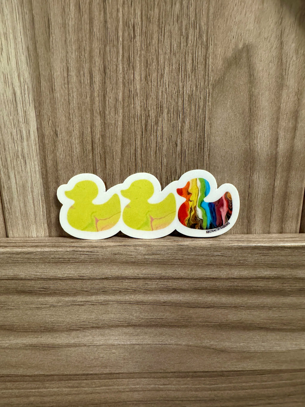 Duck Duck Rainbow Duck Sticker - Duck Duck Gray Duck - Duck Duck Progress Pride Duck - 3.5"x1.5"