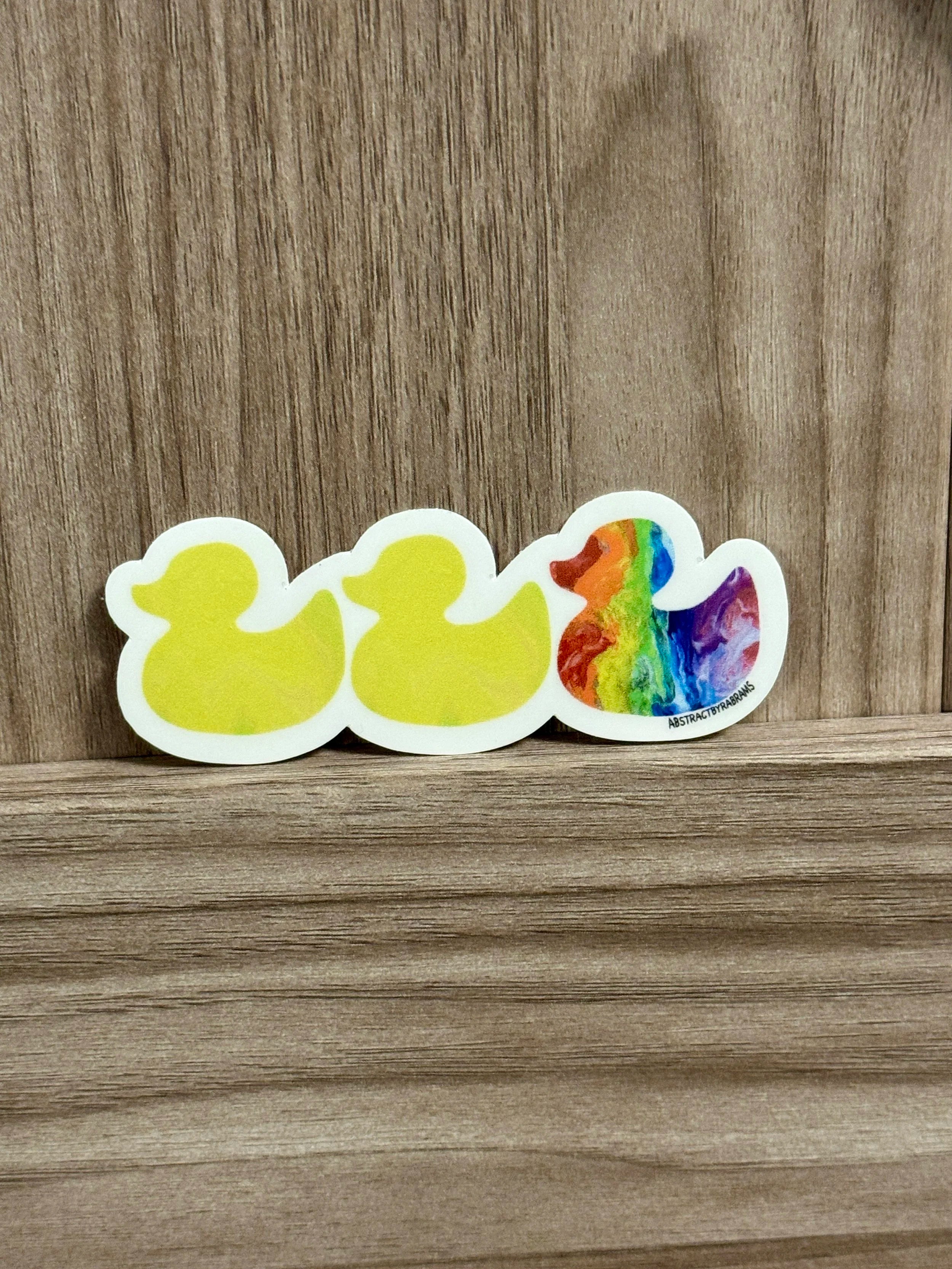 Duck Duck Rainbow Duck Sticker - Duck Duck Gray Duck - Duck Duck Pride Duck - 3.5"x1.5"