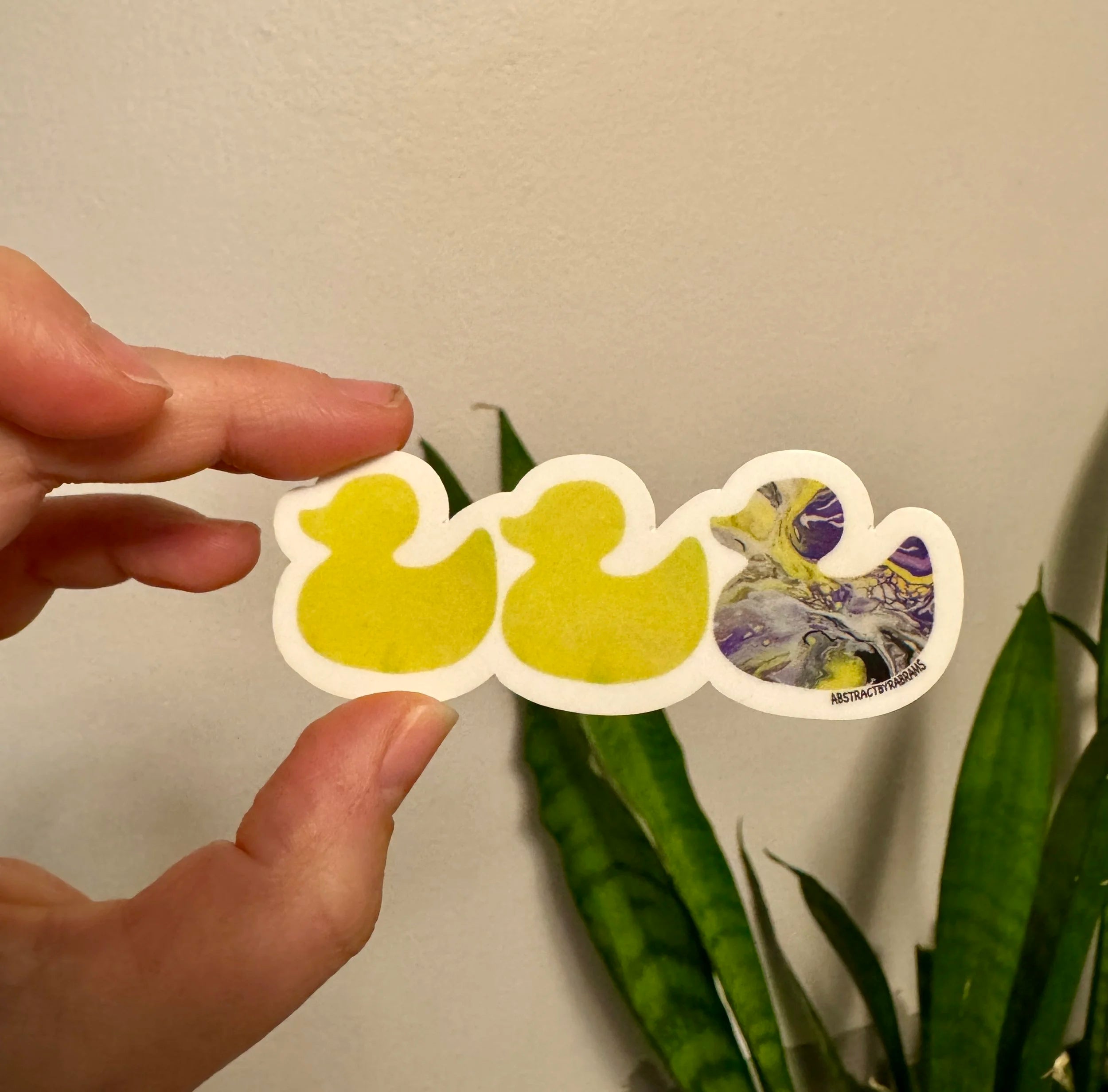 Duck Duck Non Binary Duck Sticker - Duck Duck Gray Duck - Duck Duck Pride Duck - Non-Binary Pride 3.5"x1.5"