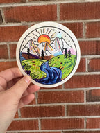 Rainbow Mountain Scene Suncatcher Decal - Subtle Pride