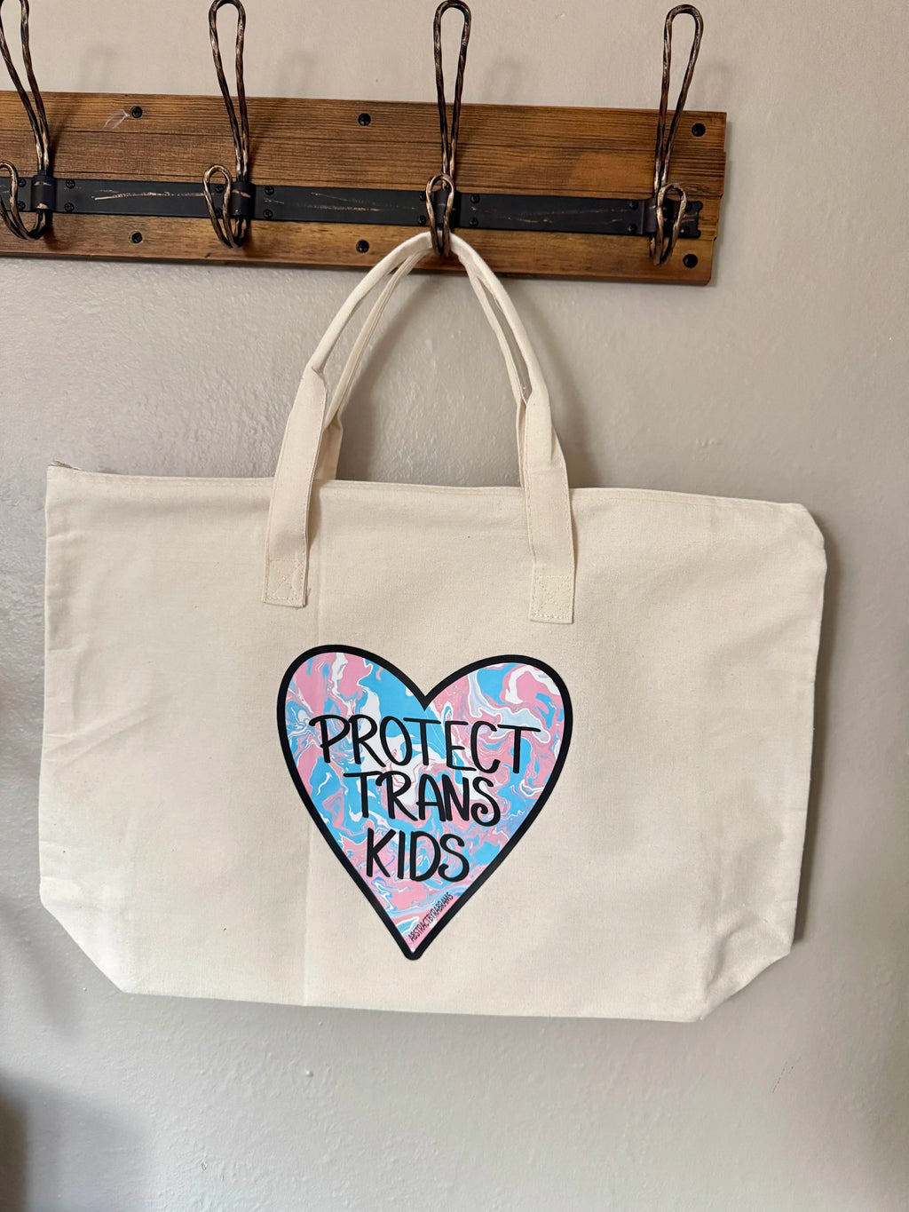 Protect Trans Kids Tote Bag XL Tote Bag with Zipper