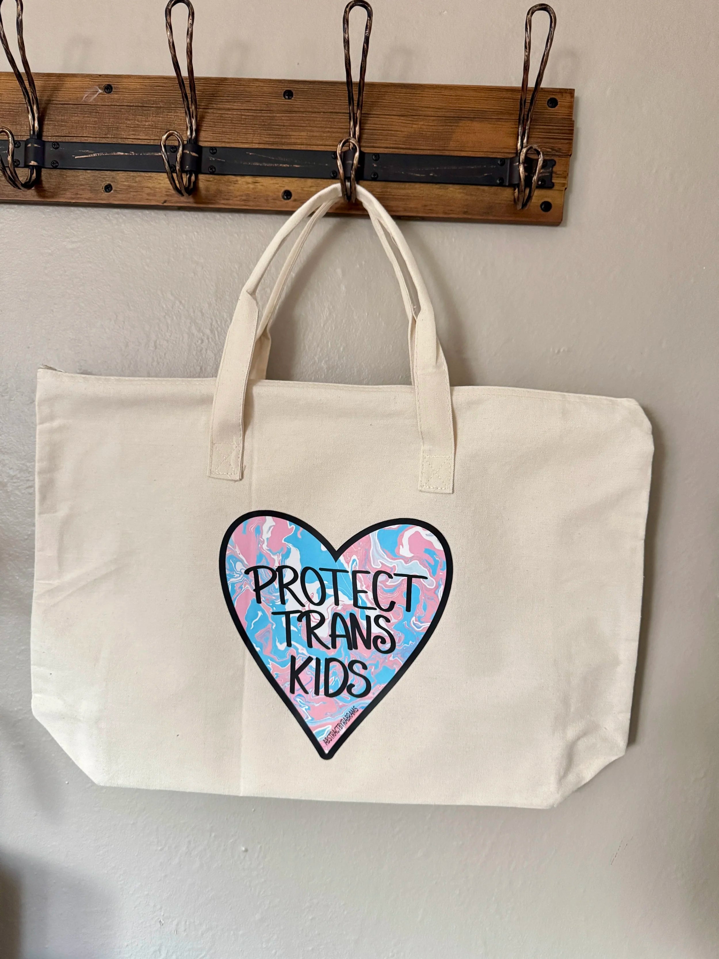 Protect Trans Kids Tote Bag XL Tote Bag with Zipper