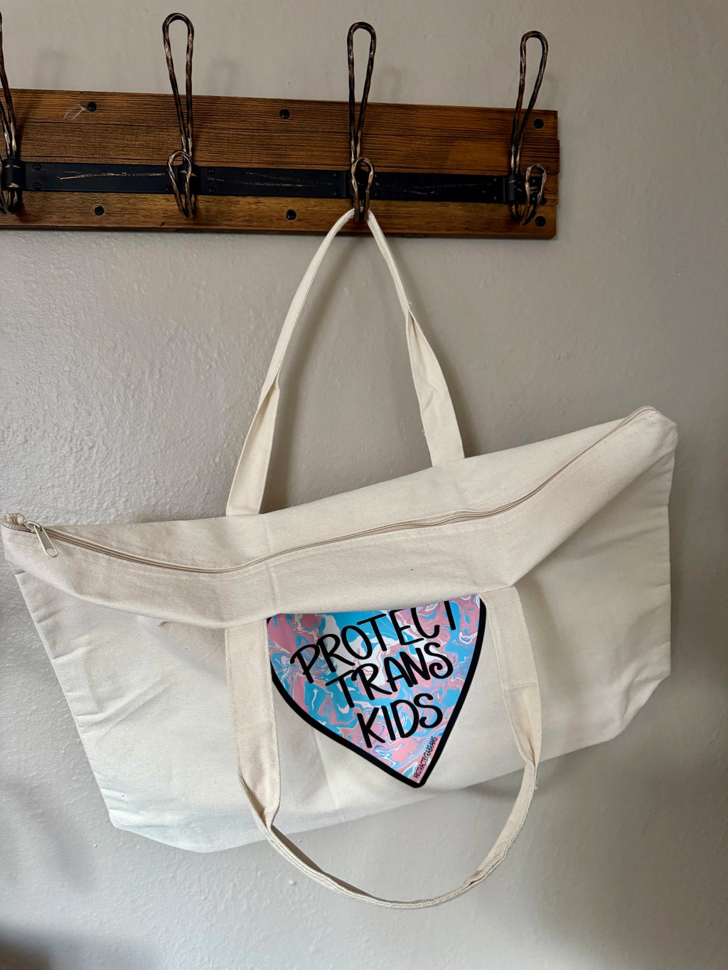 Protect Trans Kids Tote Bag XL Tote Bag with Zipper