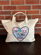 Protect Trans Kids Tote Bag XL Tote Bag with Zipper