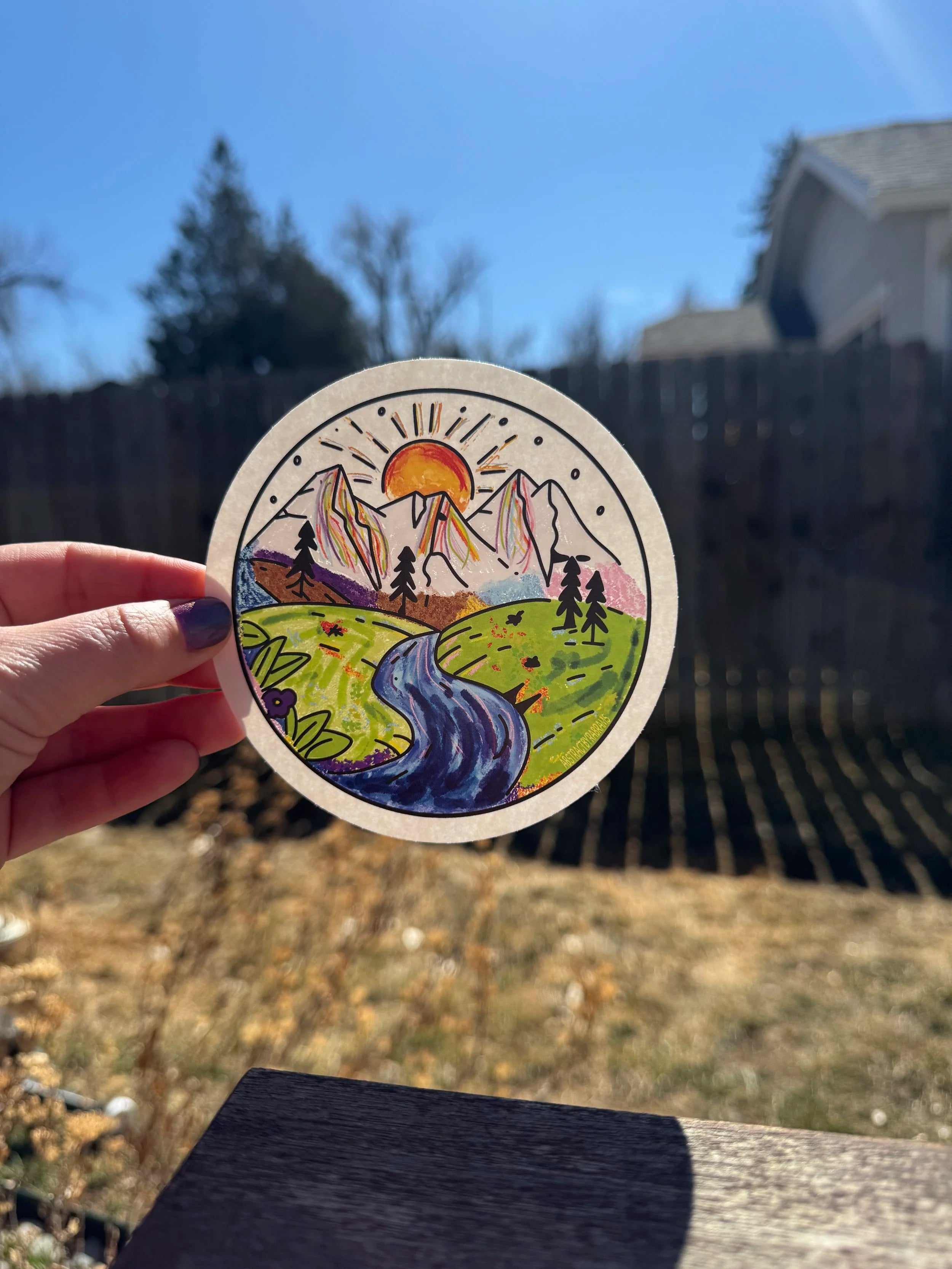 Rainbow Mountain Scene Suncatcher Decal - Subtle Pride