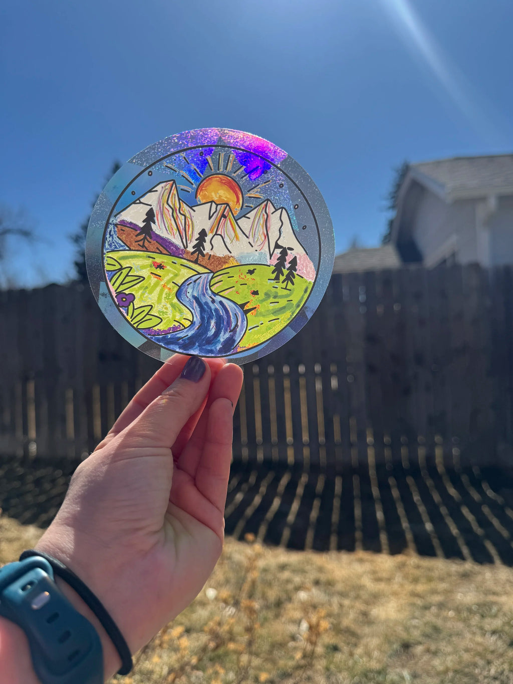 Rainbow Mountain Scene Suncatcher Decal - Subtle Pride