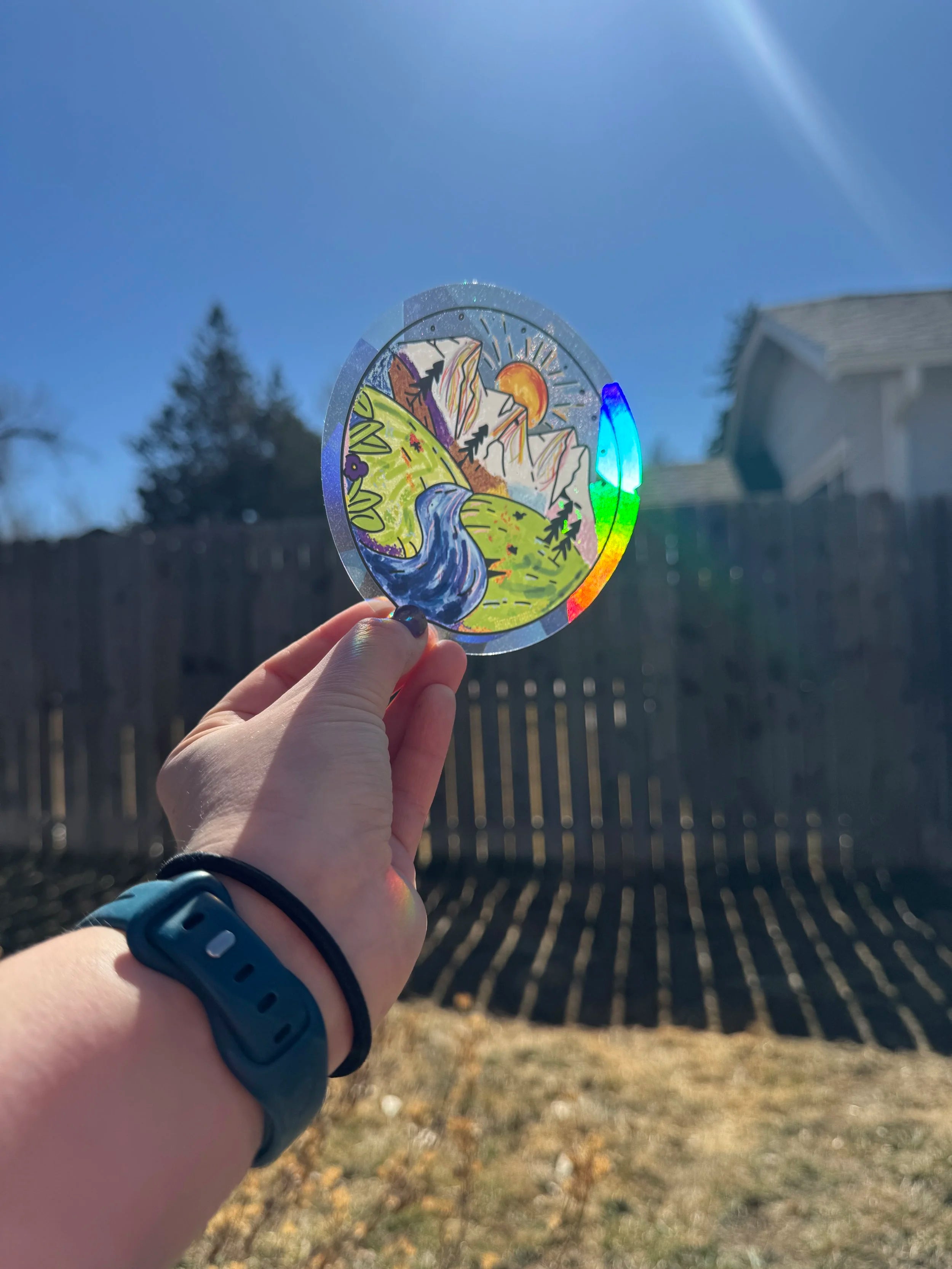 Rainbow Mountain Scene Suncatcher Decal - Subtle Pride