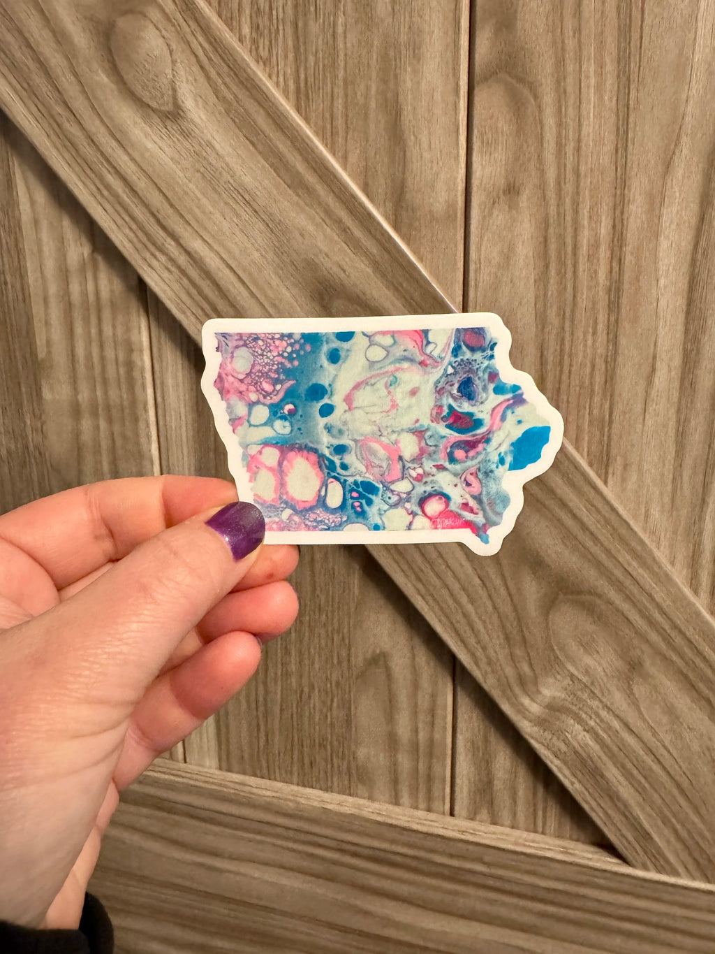 Iowa Vinyl Sticker - 3” x 2.5" - LGBTQ+ - Rainbow - Trans Pride - Iowa State Shape