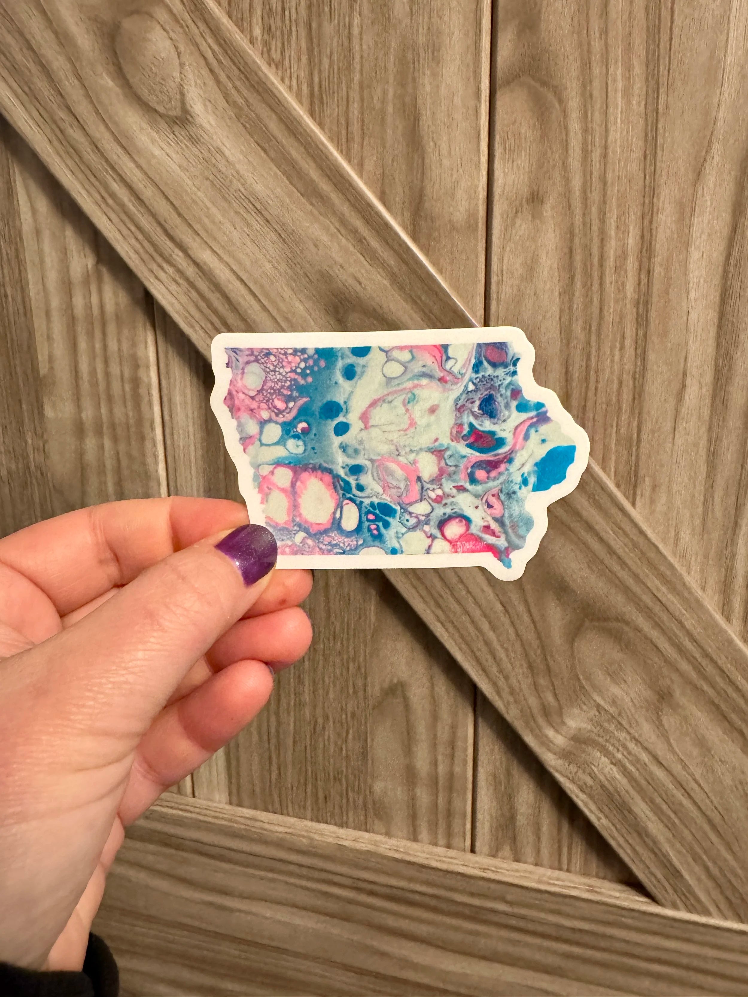 Iowa Vinyl Sticker - 3” x 2.5" - LGBTQ+ - Rainbow - Trans Pride - Iowa State Shape