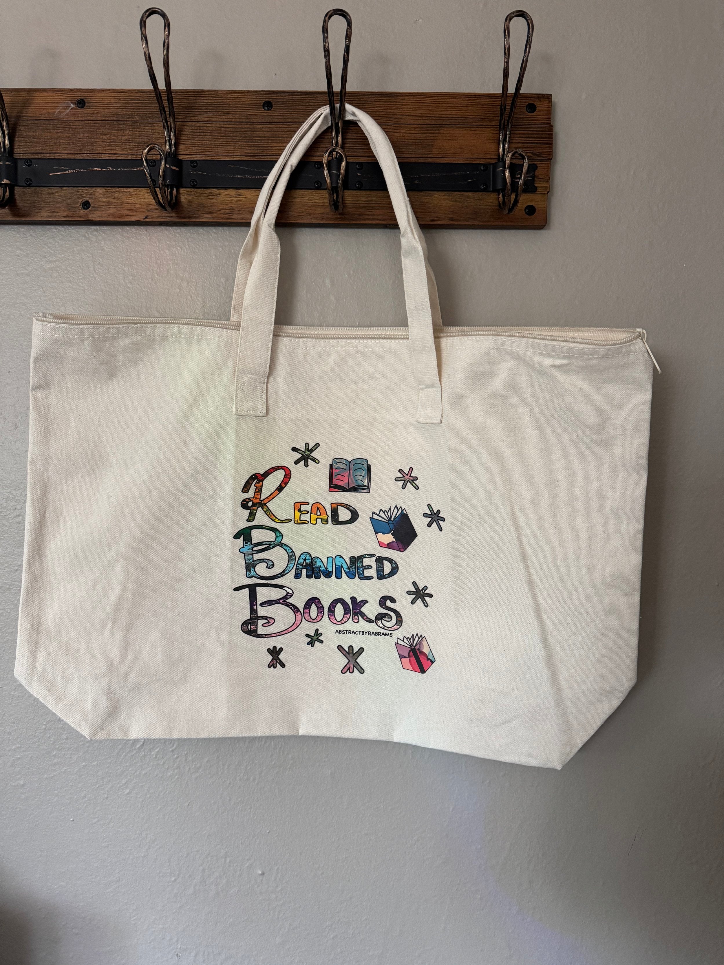 Read Banned Book Tote Bag - XL Tote With Zipper