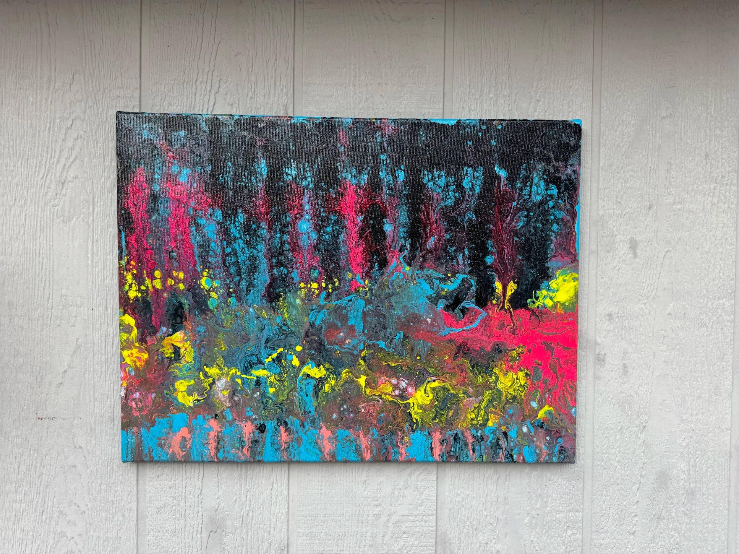 Into the Wonderland Forest Painting - 24"x18" Abstract Pour Painting
