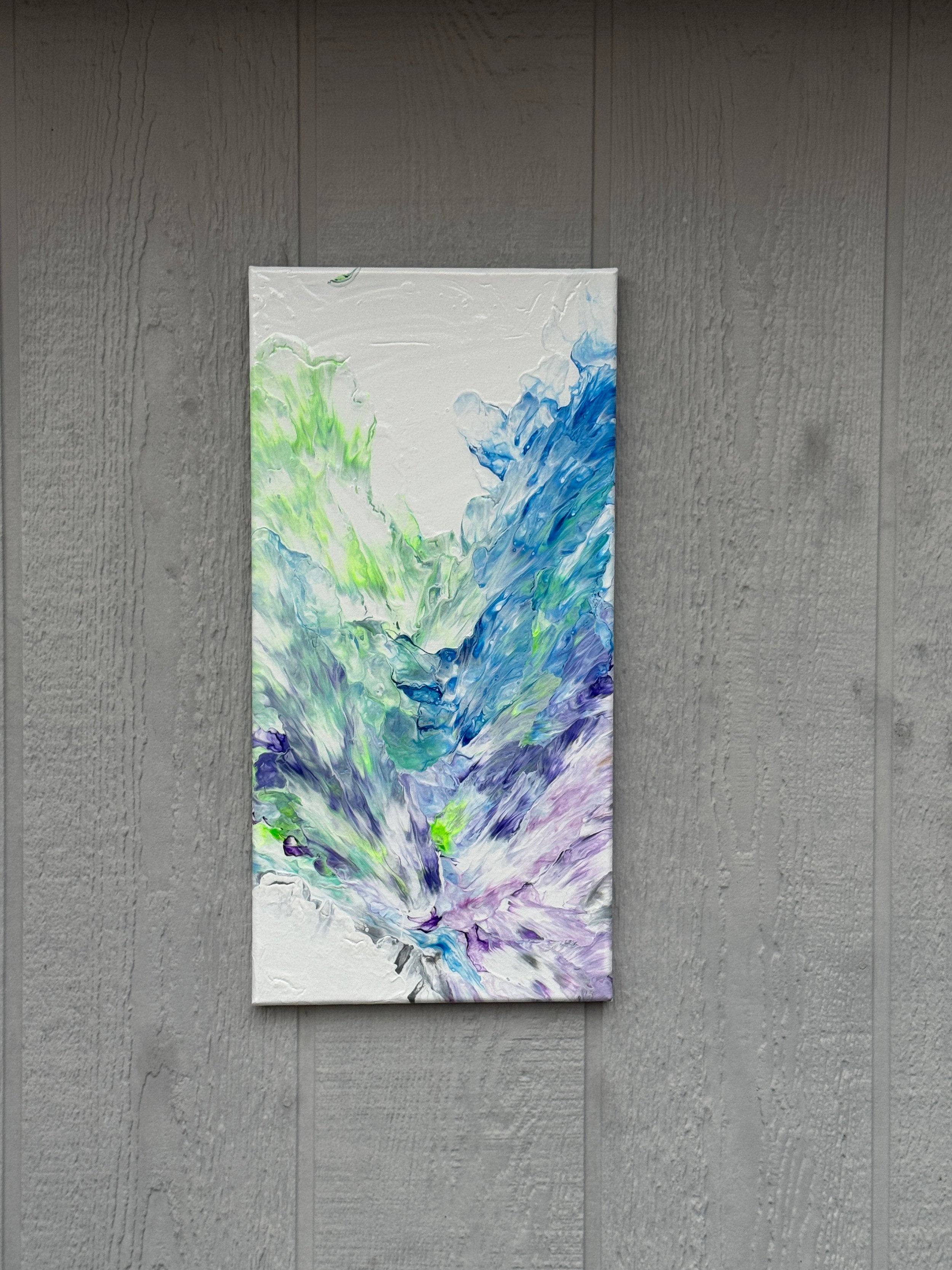 Abstract Blue, Purple and Green Painting -  10"x20" - "Valley of Contentment"