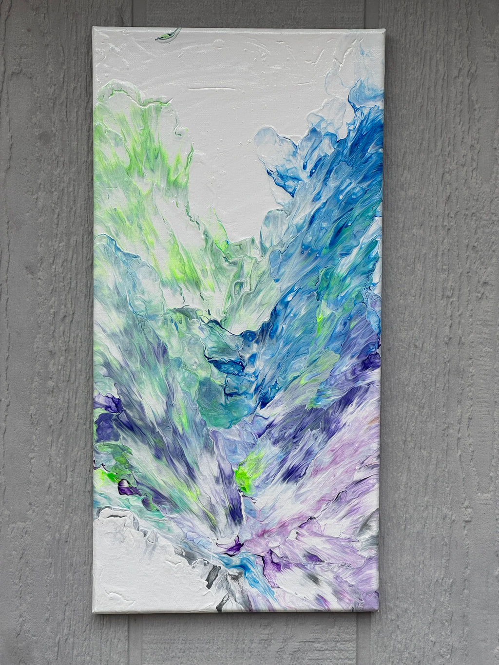Abstract Blue, Purple and Green Painting -  10"x20" - "Valley of Contentment"