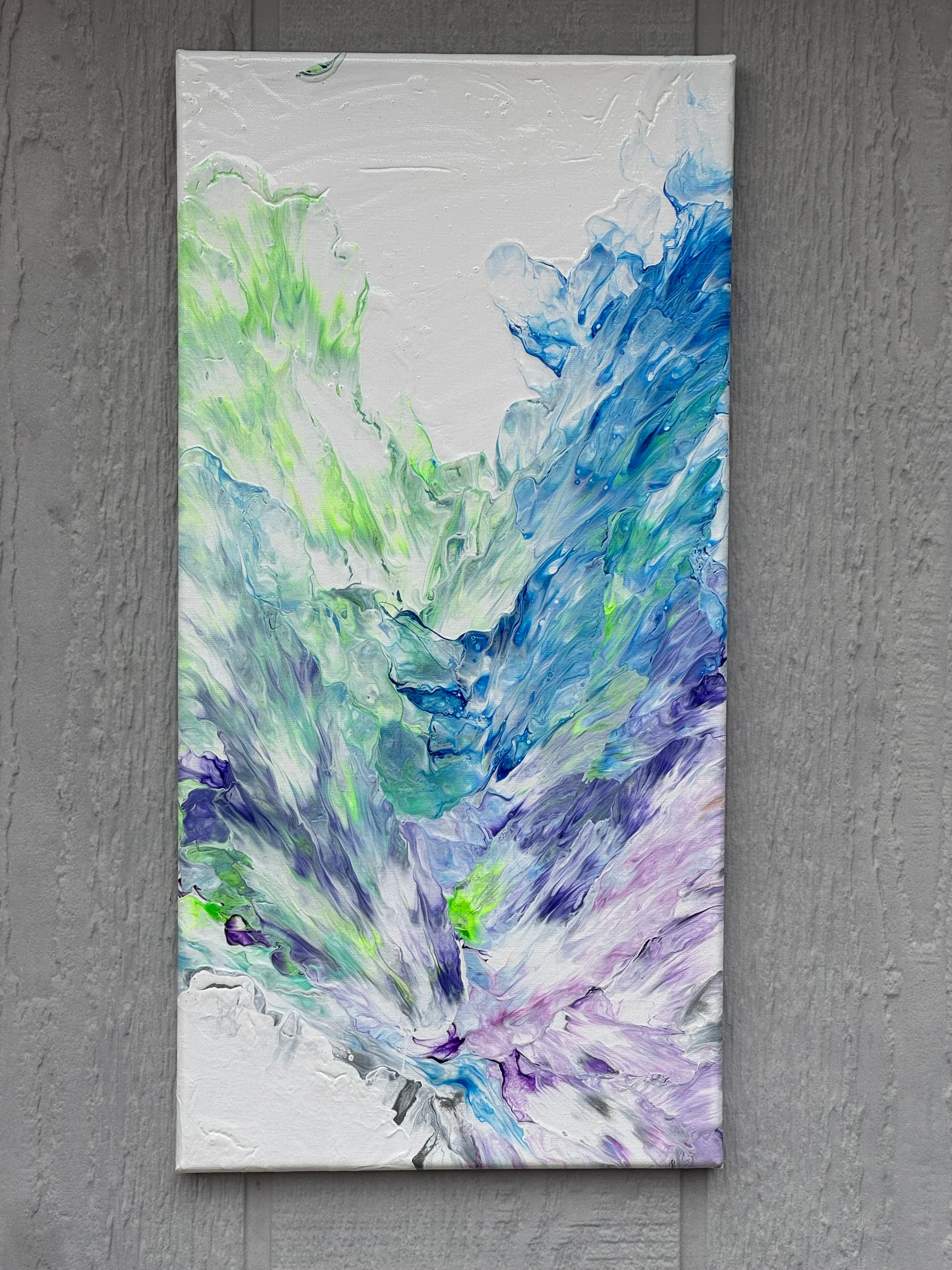 Abstract Blue, Purple and Green Painting -  10"x20" - "Valley of Contentment"