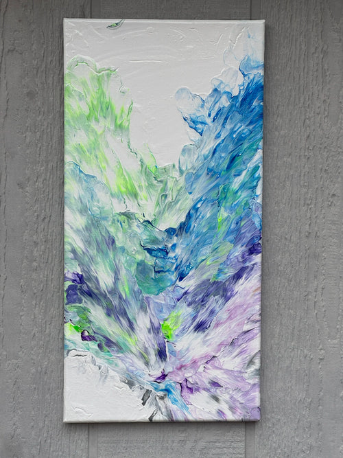 Abstract Blue, Purple and Green Painting -  10"x20" - "Valley of Contentment"