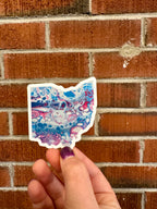 Ohio State Trans Pride and Rainbow State Vinyl Sticker